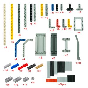 Technical Parts Pieces Sets Liftarm Beams Bricks Bulk Axles Pins Panels Frame Beams Connectors, 580 Pieces Compatible with Technic-Block MOC Buildings Toys for Boys Adults Kids Age 6+