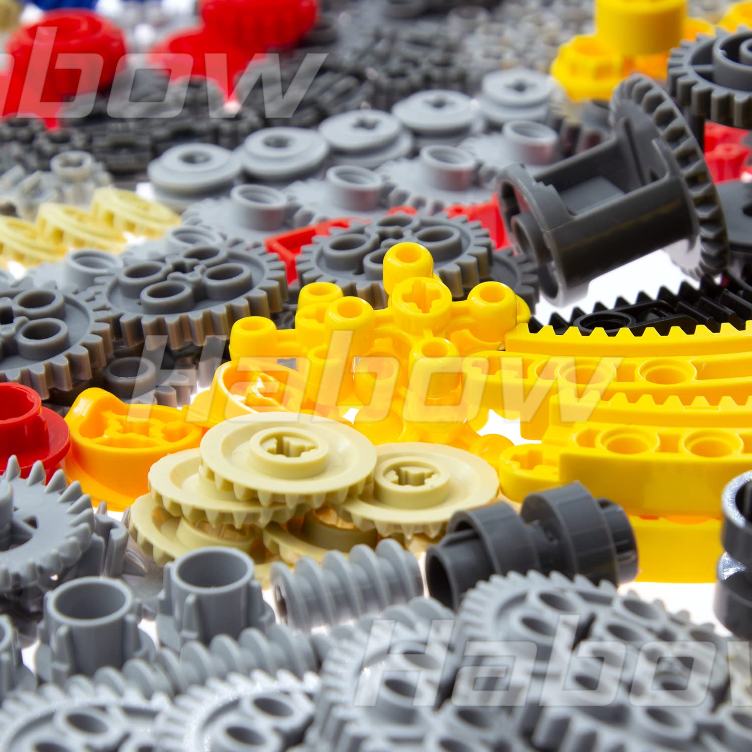 Habow 233pcs Technic-Parts Technic-Gears Axle-Pin-Connector Compatible with Lego-Technic Technic Cam Worm Cogs Gears Steering Parts Differential Engine Kit. MOC Pieces for Replacement Pieces.