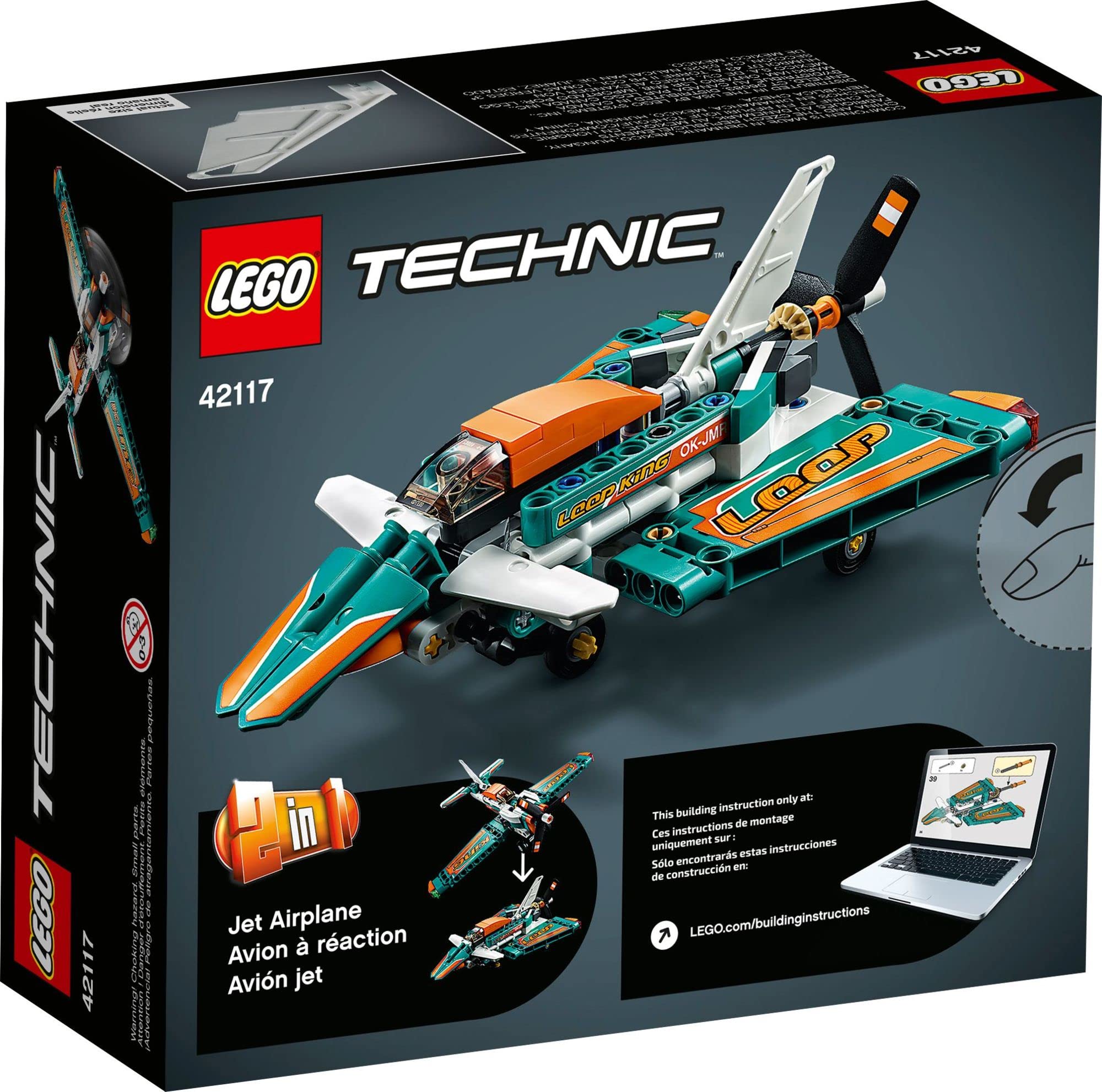 LEGO Technic Race Plane 42117 Toy to Jet Aeroplane 2 in 1 Stunt Model Building Set for Kids, Boys and Girls 7 Plus Years Old, Gift Idea