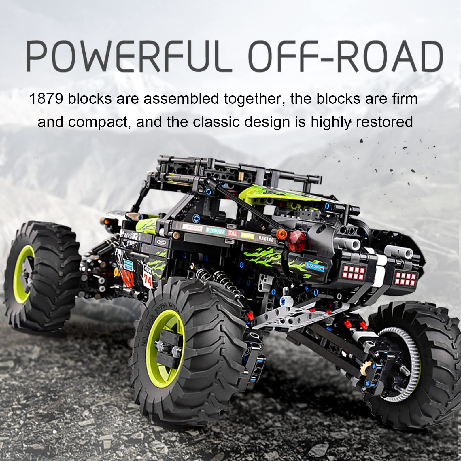 Mould King 18002 RC Climbing Car Building Kits for Boys, 1879 Pieces MOC Building Blocks 4X4 Off-Road Truck Model Sets, Stem Remote Control Car Bricks Toys for Kids