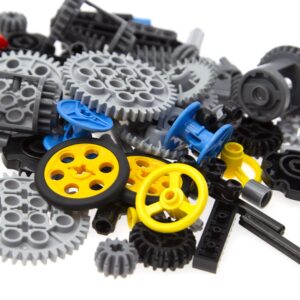 Habow 116pcs Technic-Parts Gears-Axle-Pin-Connector Compatible with Lego-Technic, Wheels Link Chain Gear Rack Steering Wheel Technic Bush Hook Tow Ball String Reel Differential. MOC Building-Blocks.