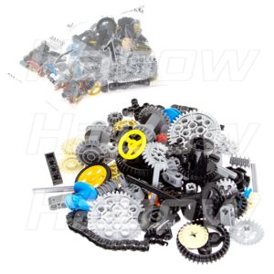 Habow 116pcs Technic-Parts Gears-Axle-Pin-Connector Compatible with Lego-Technic, Wheels Link Chain Gear Rack Steering Wheel Technic Bush Hook Tow Ball String Reel Differential. MOC Building-Blocks.