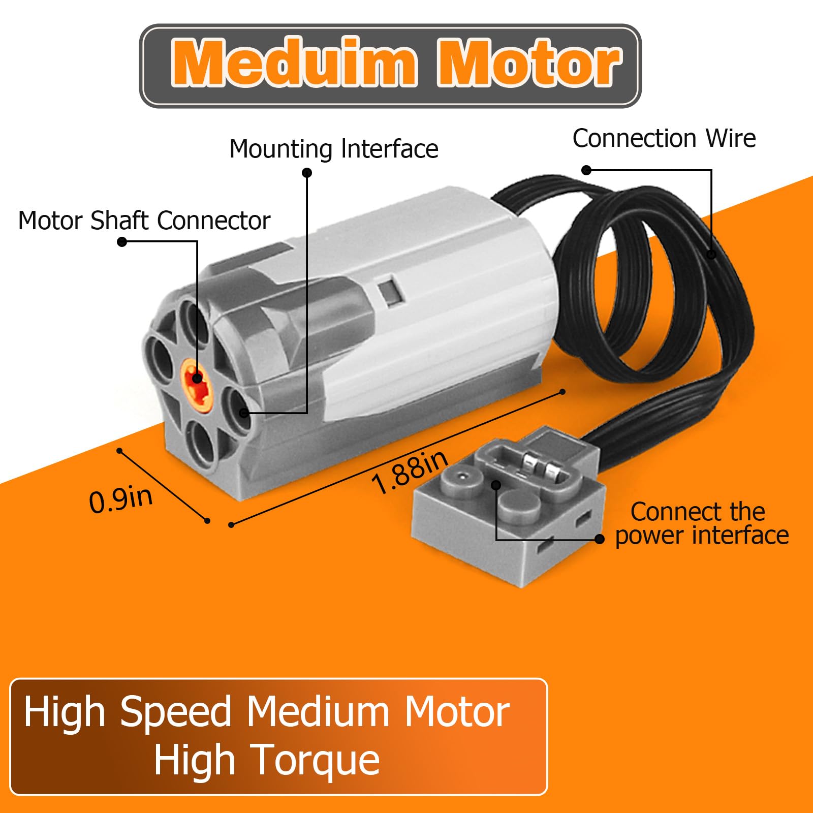 ZMBlock 4-in-1 Motor Kit Engine Kit Electric Motors Kit Power Function Set Building Blocks 1 High-Speed M Motors, 1 Battery Box, 1 Switch, 1 Light Cord Birthday Presents for Kids and Adults