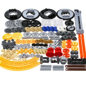 Habow 162pcs Technic-Parts Gears-Axle-Pin-Connector Compatible with Lego-Technic, Gear box Technic Cam Differential Engine Kit. MOC-Replacement-Pieces