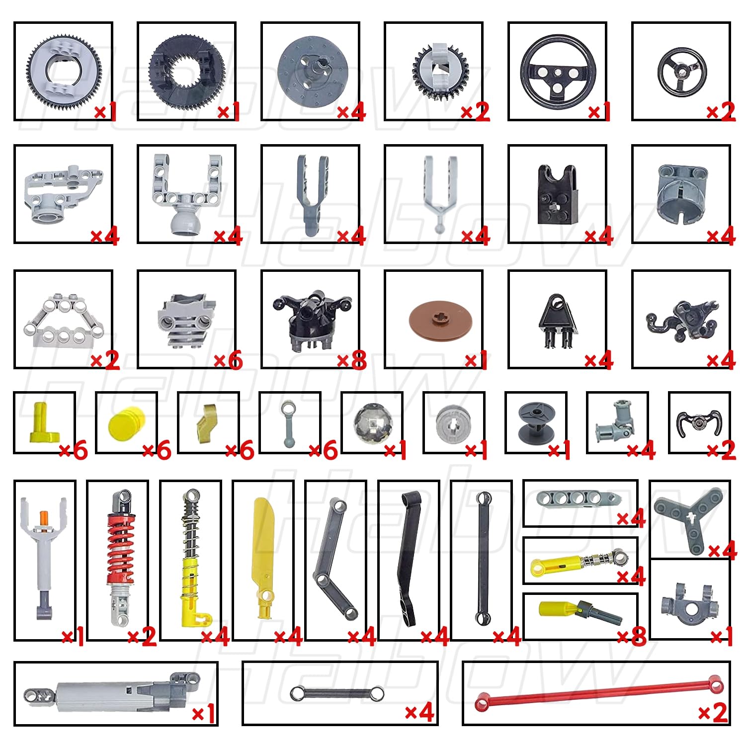 Habow 150pcs Technic-Parts Axle-Pin-Connector Compatible with Lego-Technic, Wheels Link Chain Steering Technic-Suspension Engine Technic Linear Actuator Shock Absorber MOC-Replacement-Pieces