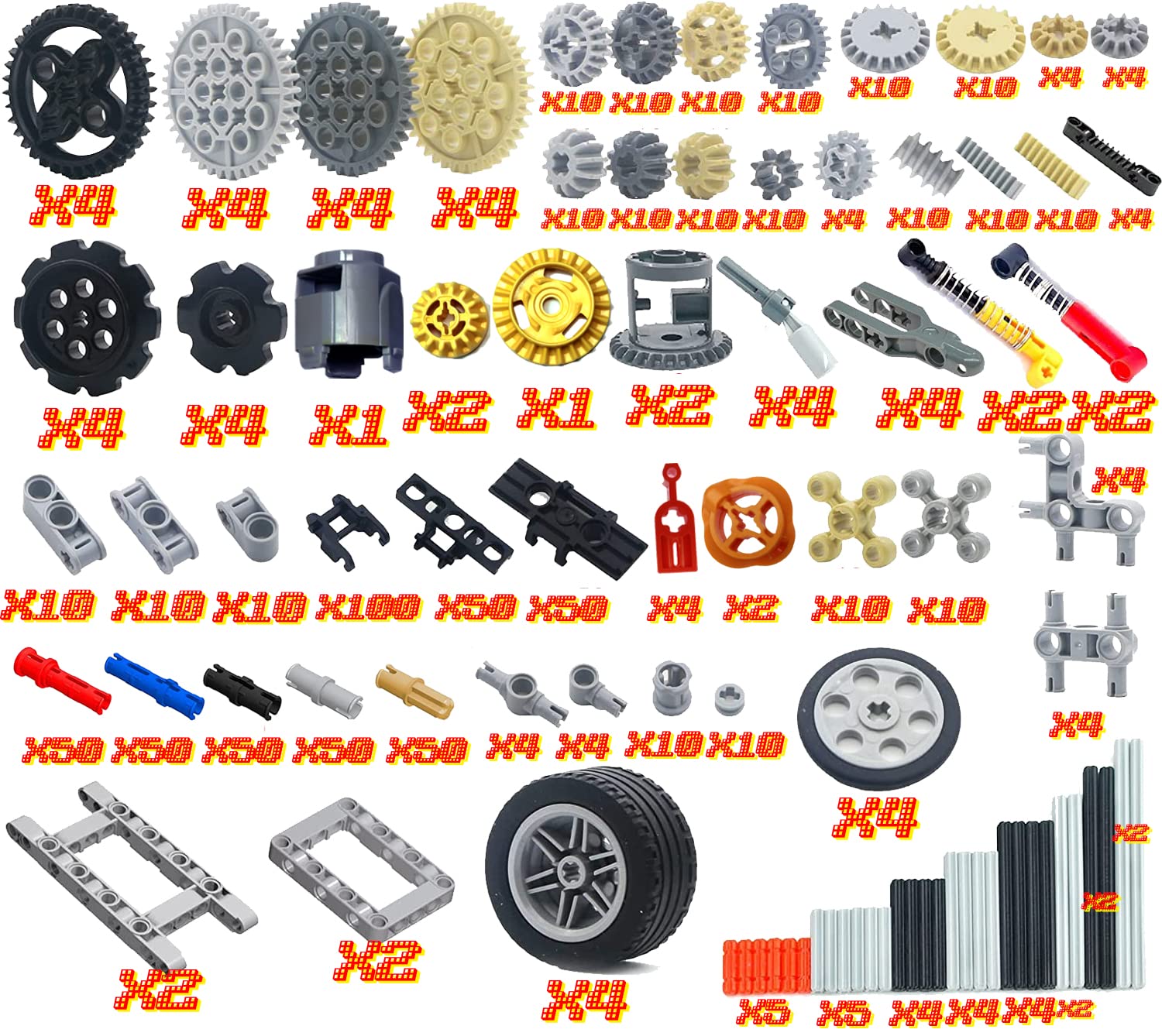 SEEMEY 32Pcs Power-Function-Kit & 844Pcs Pins-Gears-Axles Set bundle Compatible with LEGO-Technic-Parts