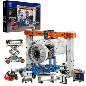 BRICKKK PANTASY City Aircraft Engine Workshop Building Sets for Adults, GE-90 Jet Engine Model Assembly & Transport Building Kit (1808 Pieces)