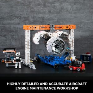 BRICKKK PANTASY City Aircraft Engine Workshop Building Sets for Adults, GE-90 Jet Engine Model Assembly & Transport Building Kit (1808 Pieces)