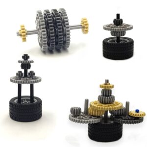 DSPITWOD Technical Gears Axle Pin Connectors - Rubble Wheels Connectors Rack Gear Screw Track Building Brick Pieces Sets Compatible with Major Brand STEM Learning Kits for Kids Age 8-14 years