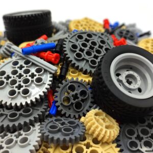 DSPITWOD Technical Gears Axle Pin Connectors - Rubble Wheels Connectors Rack Gear Screw Track Building Brick Pieces Sets Compatible with Major Brand STEM Learning Kits for Kids Age 8-14 years