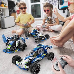 NEWABWN Stem Projects for Kids Ages 8-12; Remote Control Car 3 in 1 Building Set; Ninja Robot, Racing Car and Motorcycle; Building Toys Kids and Adult; Compatible with Lego