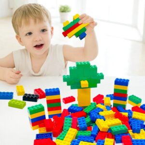 120Pieces Classic Building Bricks Blocks Toy Set 2x4 MOC Building Basic Bricks Parts and Pieces Compatible with Major Brands STEM Creative Construction Toys for Kids 6+ (Red, Yellow, Blue, Green)