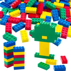 120Pieces Classic Building Bricks Blocks Toy Set 2x4 MOC Building Basic Bricks Parts and Pieces Compatible with Major Brands STEM Creative Construction Toys for Kids 6+ (Red, Yellow, Blue, Green)