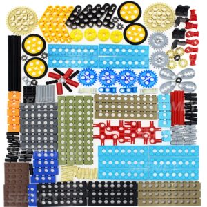 seemey 184pcs gear and axle set for technic parts compatible with lego technic parts, diy gears assortment pack((liftarm, pins, axles, connectors)) for technic building blocks set(random color)