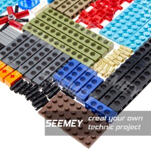 SEEMEY 184PCS Gear and Axle Set for Technic Parts Compatible with Lego Technic Parts, DIY Gears Assortment Pack((Liftarm, Pins, Axles, Connectors)) for Technic Building Blocks Set(Random Color)