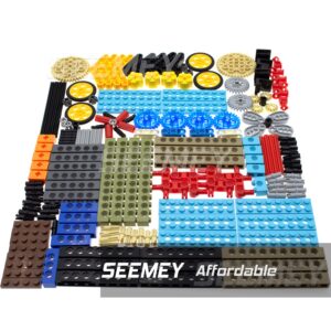 SEEMEY 184PCS Gear and Axle Set for Technic Parts Compatible with Lego Technic Parts, DIY Gears Assortment Pack((Liftarm, Pins, Axles, Connectors)) for Technic Building Blocks Set(Random Color)