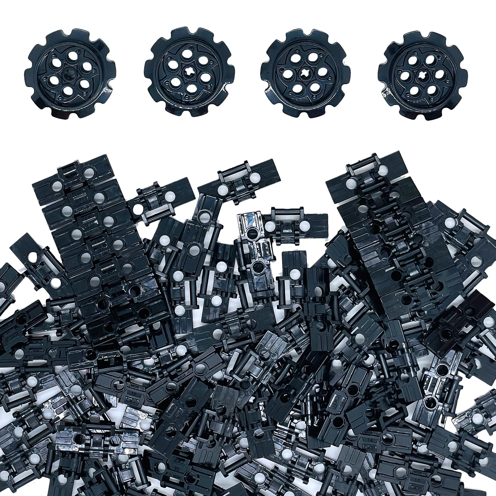 108Pcs Technical Parts Tank Track Wheels Treads Chain Links Motorcycle Car Accessories Building Blocks Toys for 6-12 Years Old Boys Kids Gift Tight fit Major Brands