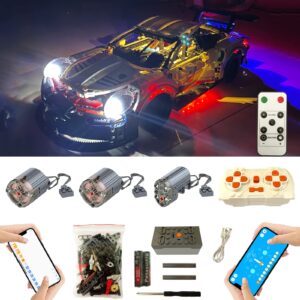 for Lego Technic Porsche 911 RSR 42096 Super Motor and Remote Control and Lighting Upgrade Kit, Compatible with Lego 42096(Model not Included)