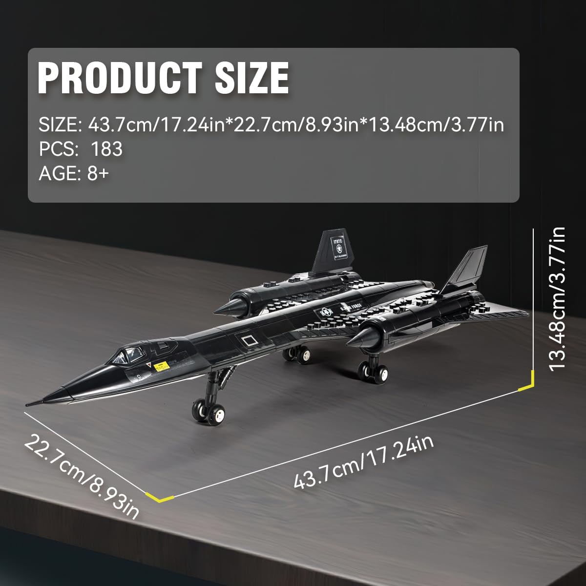 DAHONPA SR71 Blackbird High-Altitude Reconnaissance Aircraft Metal Fighter Military Army Airplane Building Bricks Set, 183 Pieces Air-Force Toy, Gift for Kid and Adult.…