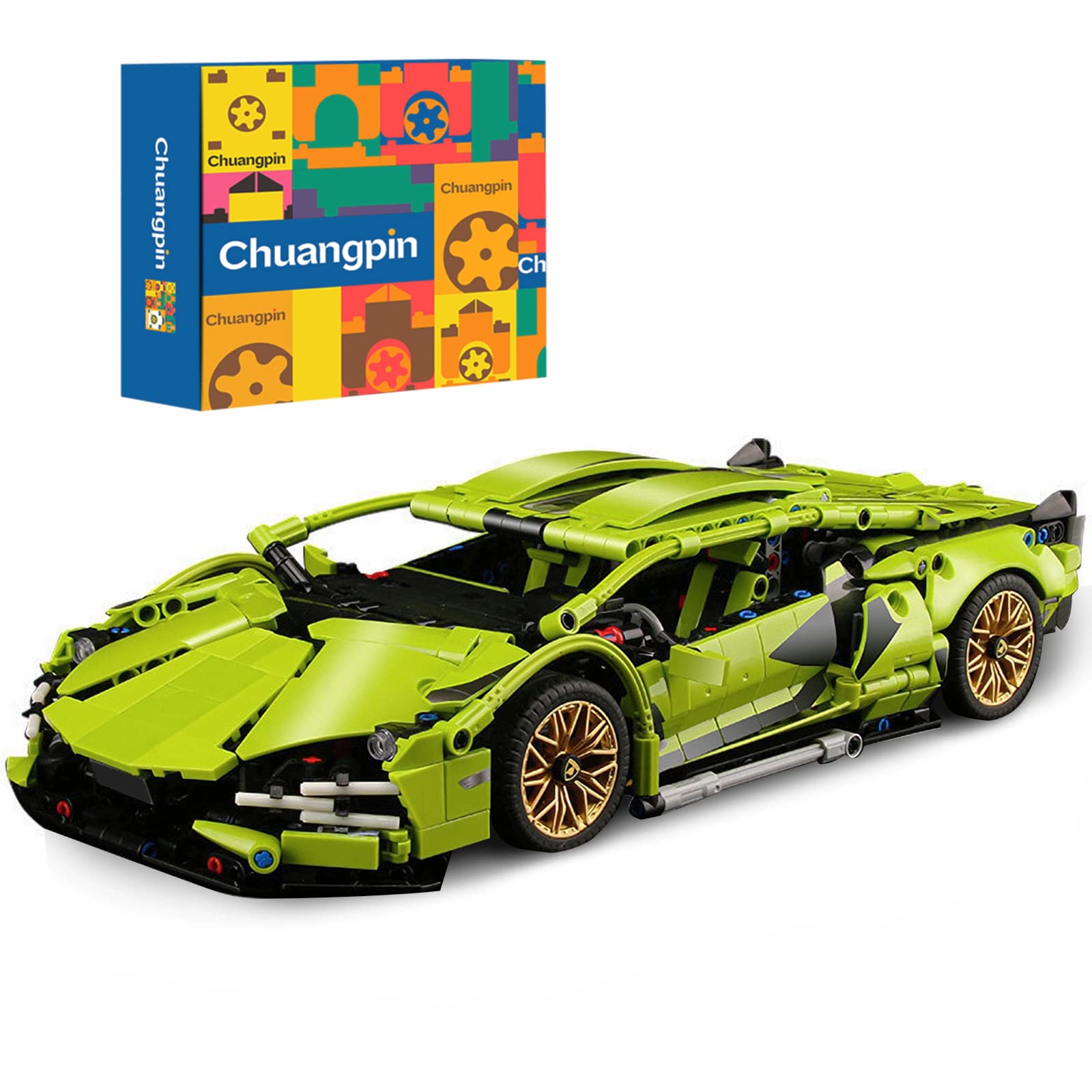 CHUANGPIN Speed Cars Building Kit Compatible with Lego Set for Adutls,Technic Champions Car Building Model Set,1:14 Cars for Boys 8-14 Years(1280pcs)