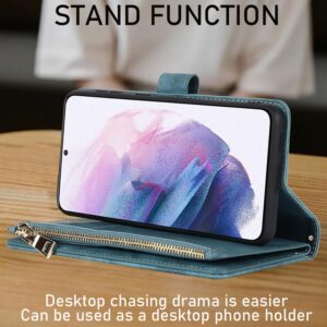 YuHii for iPhone 11 Case with Card Holder iPhone 11 Wallet Case for Women magnetic leather Flip Folio Zipper Cover with Credit Holder-Blue