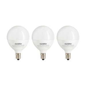 Sunlite 40299 LED G16.5 Globe Light Bulb, 7 Watts (60W Equivalent), 500 Lumens, 2700K Soft White, Dimmable, Candelabra E12 Base, Short Bulbs, Vanity Bulbs, Frosted, 3 Count