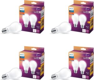 philips led ultra definition flicker-free dimmable eye comfort technology, soft white 2700k a15 frosted glass light bulb, 750lumen, 5w=60w, e26 base, 8-pack (581199)