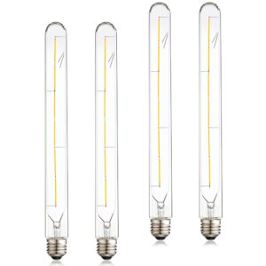 dimmable led tubular bulb 12w,3000k soft white,t30 long tube edison led vintage filament bulb,100w equivalent,clear glass cover, e26 medium base,4-pack. (11.8in(300mm)-6w)