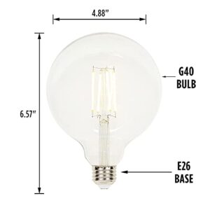 Westinghouse Lighting 5317500 6.5 Watt (60 Watt Equivalent) G40 Dimmable Clear Filament LED Light Bulb, Medium Base (6-Pack) (5317520)