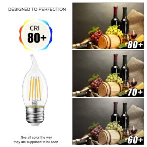 LVWIT Flame Tip LED Filament Bulb Candelabra E26 Base Dimmable 4.5W (60W Equivalent) B11 Chandelier Candle Light Bulb，2700K Warm White 6-Pack