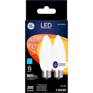 ge led light bulbs, 40 watt, soft white, frosted decorative bulbs, medium base (2 pack)