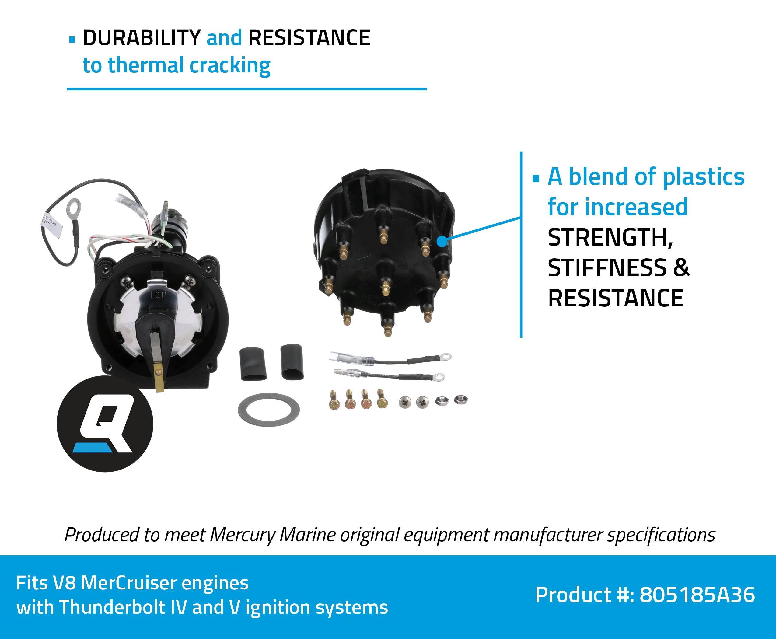 Quicksilver 805185A36 Distributor Assembly for Marinized V-8 MerCruiser Engines Made by General Motors with Thunderbolt IV and V Ignition Systems