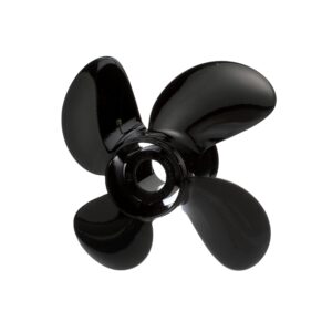 Quicksilver 8M8027511 Nemesis 4-Blade Aluminum Propeller - 10.6" diameter x 12" pitch, Right Hand Rotation, 40-60 HP Mercury, Black Finish