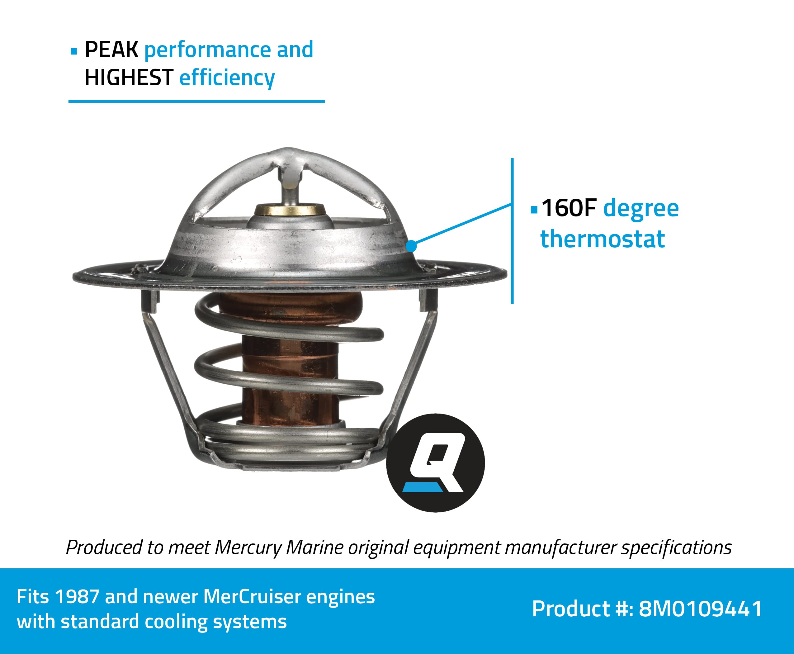 Quicksilver 8M0109441 Replacement Thermostat for MerCruiser Engines