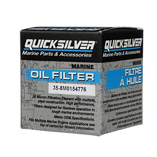 Quicksilver 8M0154776 Oil Filter for Select 2000-2018 Yamaha, Honda, and Nissan/Tohatsu 9.9-115 HP Outboards