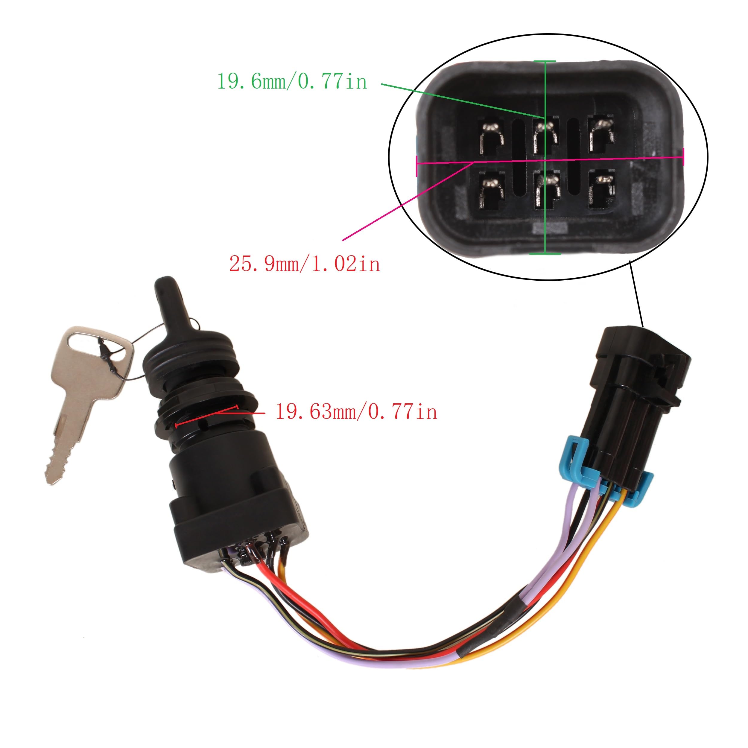 Boat Engine 87-897716K01 897716 8M0059686 3-Position Ignition Key Switch W/Harness for Mercury Marine Quicksilver Outboard Motor