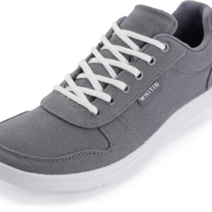 WHITIN Extra Wide Toe Box Barefoot Sneakers for Men Minimalist Minimus Zero Drop Sole Shoes Size 9.5 Width Fit 9.5W Walking Breathable Grey White 43