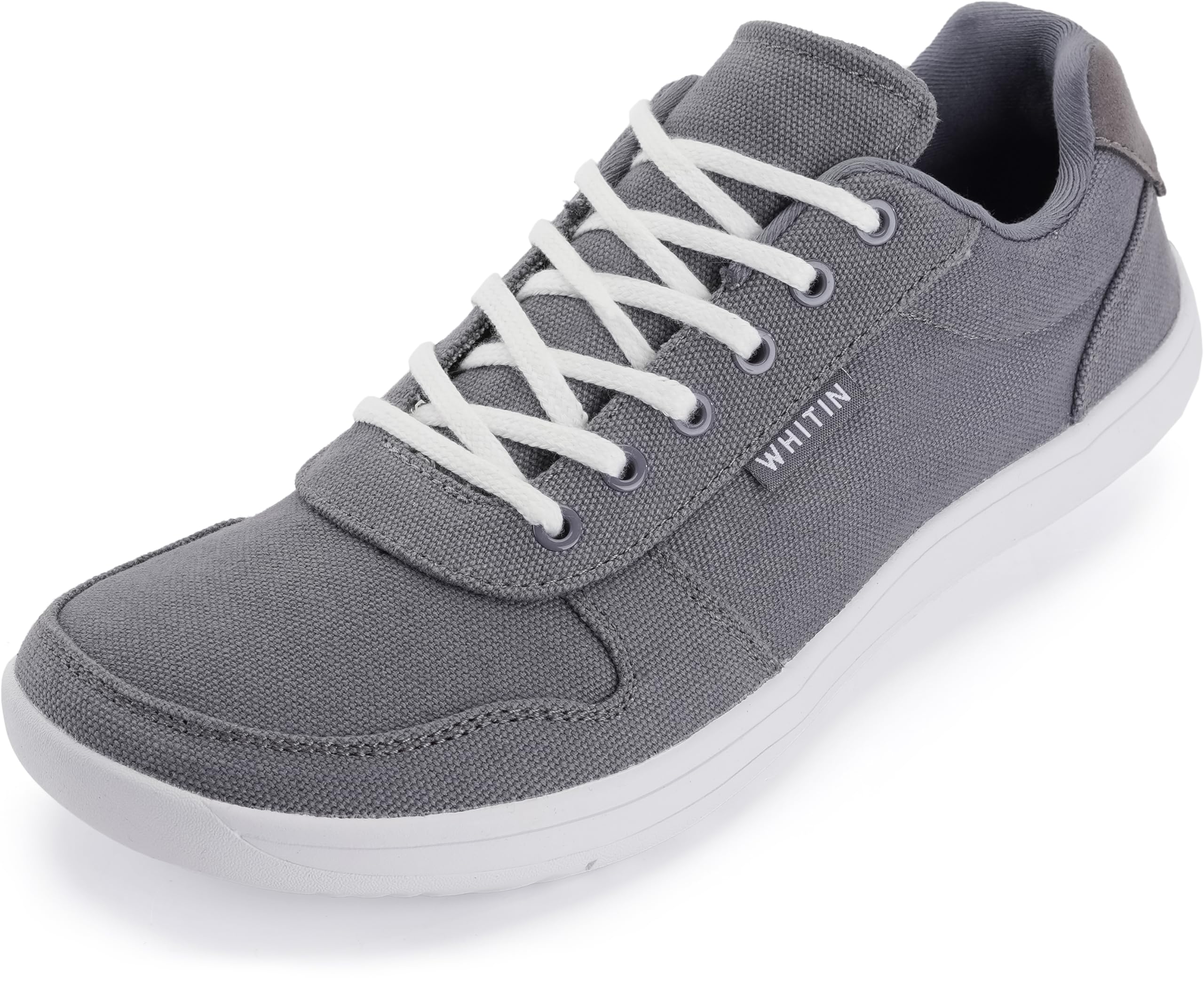 WHITIN Extra Wide Toe Box Barefoot Sneakers for Men Minimalist Minimus Zero Drop Sole Shoes Size 9.5 Width Fit 9.5W Walking Breathable Grey White 43