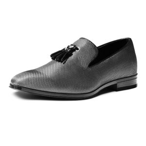 bruno marc men's loafers dress shoes slip-on formal tassel tuxedo suit shoes sbls2337m, grey, size 12