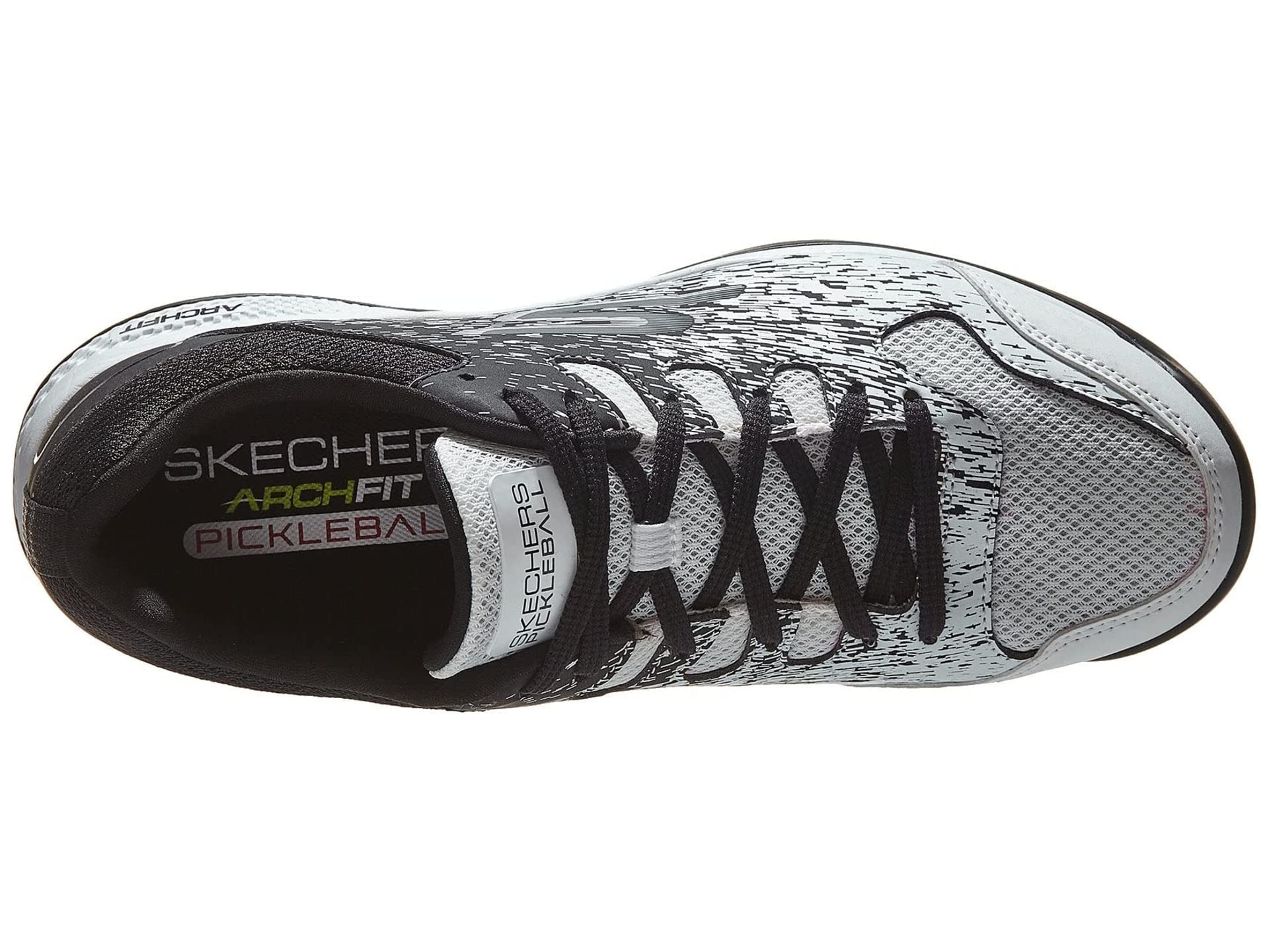 Skechers Men's Viper Court-Athletic Indoor Outdoor Pickleball Shoes with Arch Fit Support Sneaker, White/Black, 10