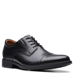 Clarks mens Whiddon Cap Oxford, Black Leather, 9.5 US