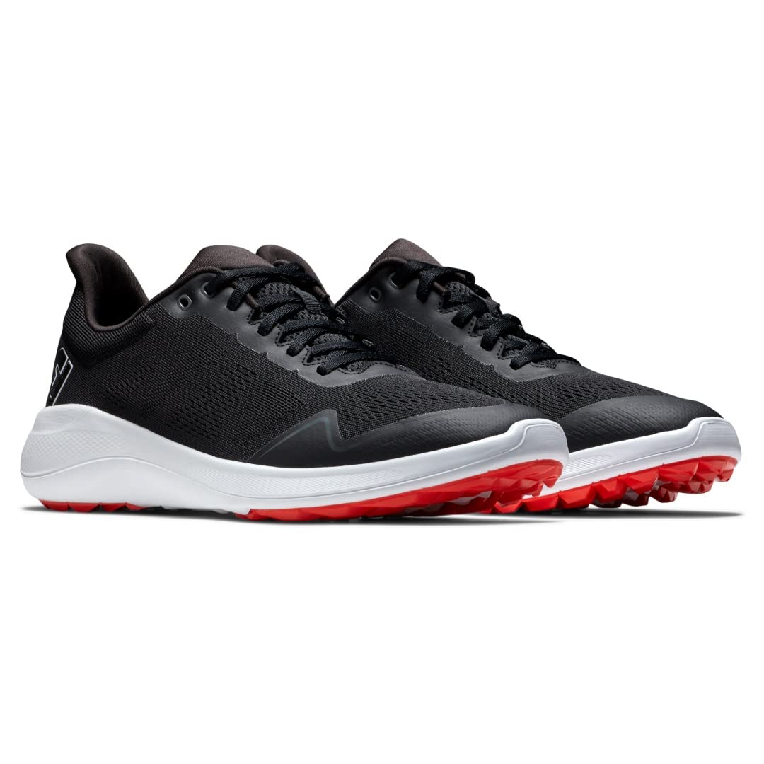 FootJoy Men's FJ Flex Golf Shoe, Black/White/Red, 12