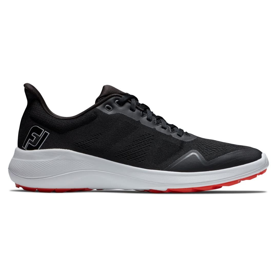 FootJoy Men's FJ Flex Golf Shoe, Black/White/Red, 12