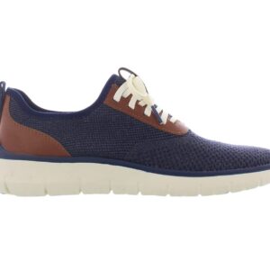 Cole Haan mens Generation Zerogrand Stitchlite Sneaker, Marine Blue/Gray Pinstripe Knit/Ch British Tan/Ivory, 13 US