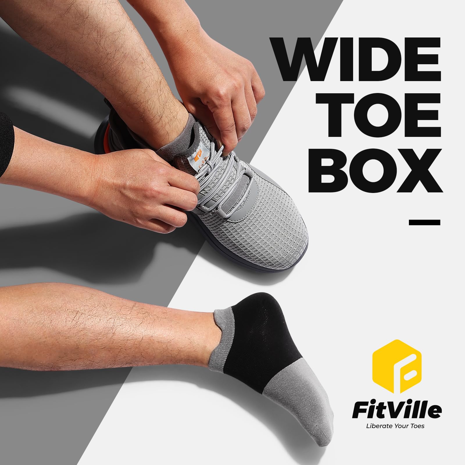 FitVille Wide Sneakers for Men Road Running Athletic Shoes with Wide Toe Box - Fresh Core (Gray, 14 Wide)