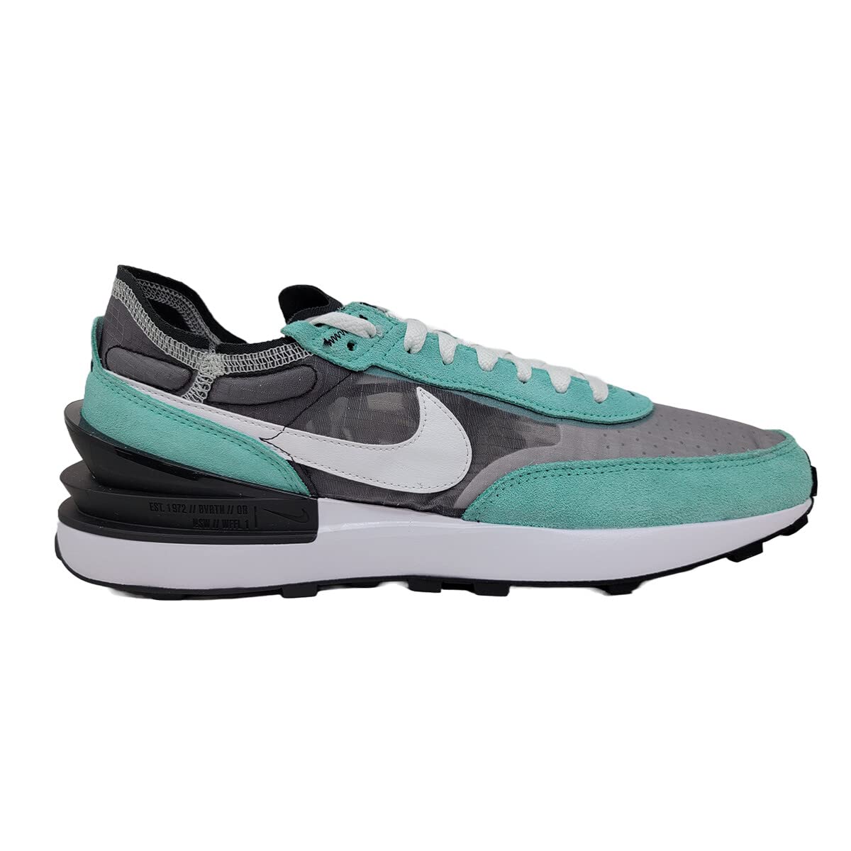 Nike Waffle One Mens Running Shoes, Black/White-Light Menta-White, 10 M US Green