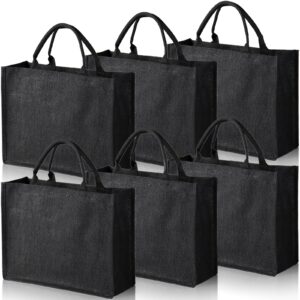 DEAYOU 6 Pack Jute Tote Bag, Burlap Gift Tote with Handle, Grocery Shopping Bag for DIY, Wedding,15.4''x12.2''x5.9''