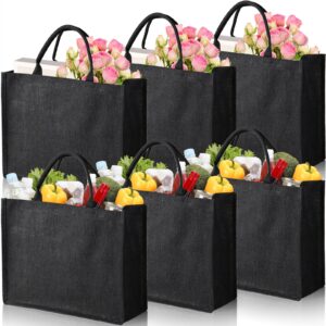 DEAYOU 6 Pack Jute Tote Bag, Burlap Gift Tote with Handle, Grocery Shopping Bag for DIY, Wedding,15.4''x12.2''x5.9''