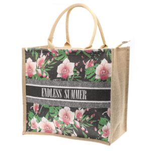 CIOOU Waterproof Beach Bag Straw totes Large Burlap Tote Bags Reusable Jute Bags Grocery Store Shoulder Handbag for Women