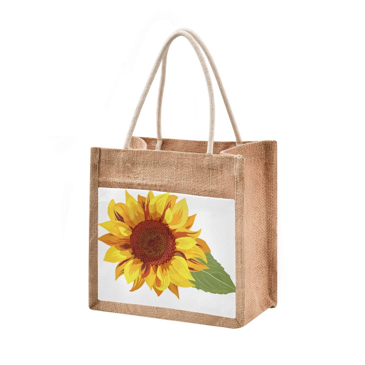 Tote Bag Sunflowers Floral Flowers Summer Autumn Jute Burlap Wedding Bridesmaid Gift Bag Grocery Storage Bag